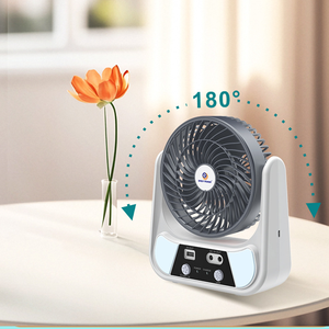 Ventilateur de table portable <span class=keywords><strong>TK</strong></span> & AMZ en promotion, 6/8 pouces, avec lumière LED, recharge solaire AC/DC, 110V/220V, rechargeable pour usage domestique et extérieur - Product Image 2