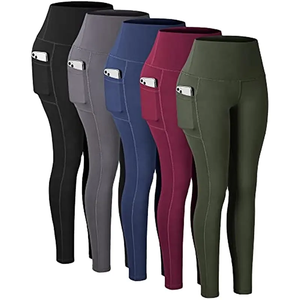 Leggings Deportivos al por Mayor para Mujer, Pantalones de Yoga con Costuras, Cintura Alta, Tejidos en Algodón/Bambú, Transpirables - Product Image 3