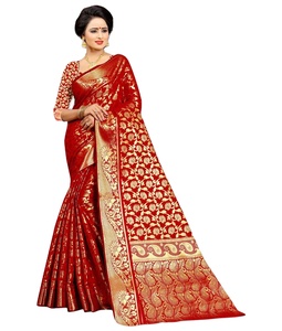Banarasi Zijde Sarees Premium Kwaliteit Indiase Feestkleding Elegante Look Mooie Weven Lange Casual Beschikbare Groothandelsprijs - Product Image 1
