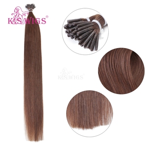K.SWIGS 4 #   Extensiones de Cabello Humano Virgen Liso Marrón con Punta I, de 10-30 Pulgadas, 50g/50 Unidades, con Punta de Queratina, para Tejer Cabello a Granel - Product Image 2