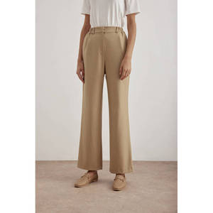 Pantalon en flanelle de laine décontracté camel - Product Image 3
