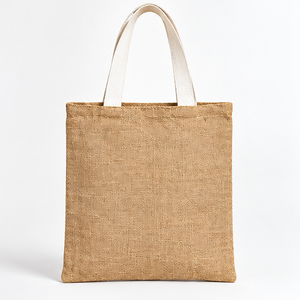 Bolsa de Yute Beige Natural de 14.5x16.5 Pulgadas con Logotipo Personalizado, Sin Laminar, Reutilizable, con Asa Plana para el Hombro, para Compras, con Impresión Serigrafiada/DTF - Product Image 2