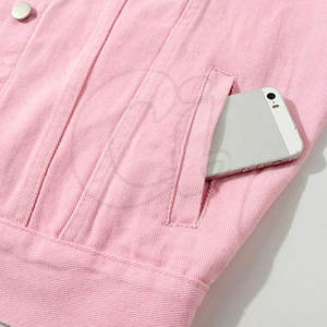 Chaqueta vaquera transpirable de material duradero para mujer, chaqueta vaquera de algodón 100% de alta calidad para mujer - Product Image 4