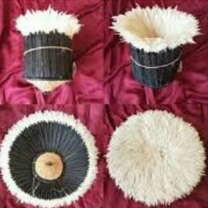 Juego de 3 sombreros de Juju africanos bohemios hechos a mano en blanco/crema/Marfil, decoración de pared, tapices de bambú para decoración del hogar - Product Image 6