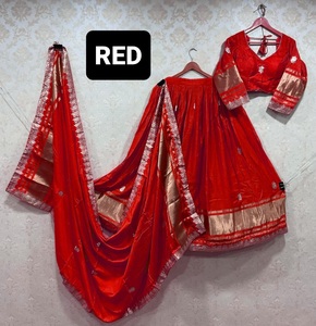 Dupatta en soie Gajji modal de qualité supérieure avec travail Gota et tissu de blouse non cousu, tenue ethnique traditionnelle, 64 modal gaji choli - Product Image 2
