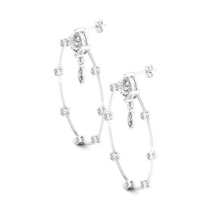 Pendientes de Aro Circulares de Moissanita con Certificación GRA, Oro Blanco de 14K de Alta Calidad REYES, Joyería Minimalista para Regalo de Boda para Novia - Product Image 3