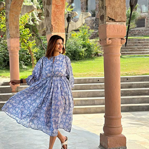 Robe maxi en coton imprimé indien, style bohème, été, terreux, élégante, confortable, tenue de tous les jours - Product Image 1