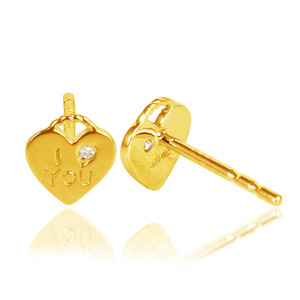 Latest Romantic Heart Shape <b>Stud</b> <b>Earrings</b> for Women 925 <b>Sterling</b> <b>Silver</b> with CZ Gemstone Gold Plated for Parties or Gifts - Product Image 4