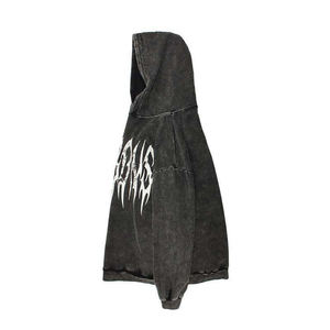 เสื้อฮู้ดดี้สไตล์วินเทจผ้าคอตตอน 100% ซักย้อมสีแบบ Acid Wash สำหรับฤดูหนาว ตัวอักษรพิมพ์แบบหนา สตรีทแวร์ ผลิตโดยโรงงาน OEM รับผลิตแบรนด์ตามสั่ง เป็นมิตรกับสิ่งแวดล้อม ระบายอากาศได้ดี - Product Image 3