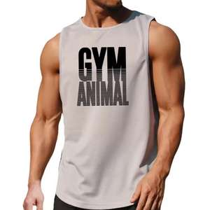 Men's Comfortable <b>Tank</b> <b>Top</b> Stretchable Cotton Fabric for Gym <b>Workout</b> Sports Wear Rhinestone Technics Sleeveless Vest - Product Image 1