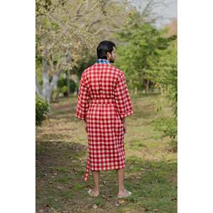 Bata Kimono Boho de Algodón Puro para Hombre, Estilo Geométrico Japonés Haori, Transpirable, para Verano, Corte Relajado, Conjunto Masculino - Product Image 3