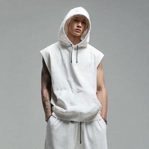 Sudadera con Capucha Holgada para Hombre, Camiseta Deportiva sin Mangas para Correr y Trotar, Hecha de Poliéster/Algodón - Product Image 1