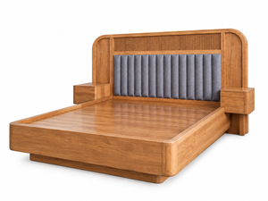 Cama Moderna de Madera Maciza con Cabecera Tapizada, Cama con Plataforma, Muebles para Dormitorio - Product Image 2