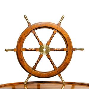 Rueda de barco de madera y latón náutica vintage, decoración de pared Marina ecológica - Product Image 1