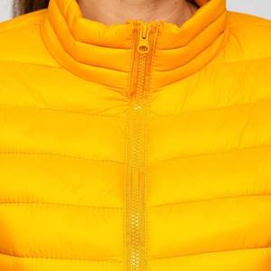 Chaqueta Acolchada de Lona Tejida para Mujer, Color Amarillo, con Capucha, 100% Poliéster, Cierre de Cremallera, Transpirable e Impermeable, para Otoño e Invierno - Product Image 5