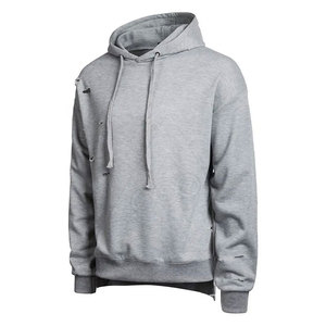 Sudadera con capucha desgastada de ajuste extragrande con forro polar de algodón/poliéster personalizado de fabricante para hombre para técnica sólida de invierno lisa - Product Image 3