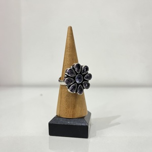 Quartz Améthyste Bague en laiton plaqué argent 92.5 Bague en forme de fleur pour femme - Product Image 1