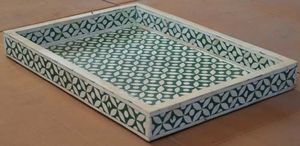 Bandeja de servicio con incrustaciones de cuerno hecha a mano de lujo, decoración decorativa y funcional para el hogar - Product Image 4