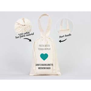 Custom Organic Cotton Fiesta Siesta <b>Repeat</b> Hangover Kit Bags Screen Printed Recovery Pouches for Bachelorette Party - Product Image 2