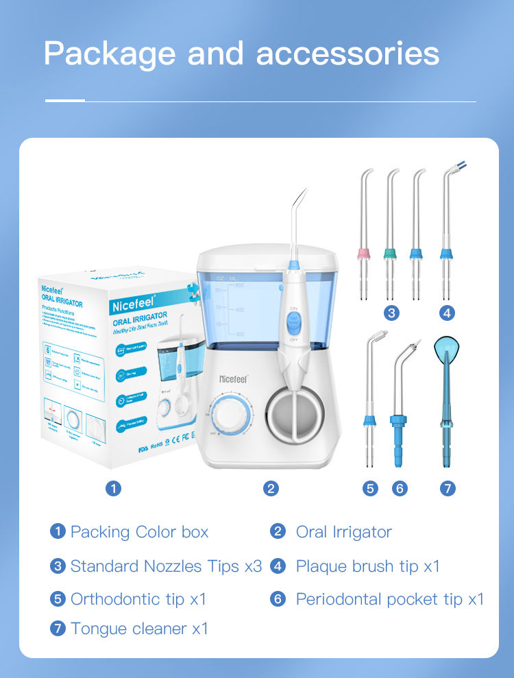 600ml Smart Water Flosser Oral Care IPX7 Nozzles Electronic Irrigator Fc165
