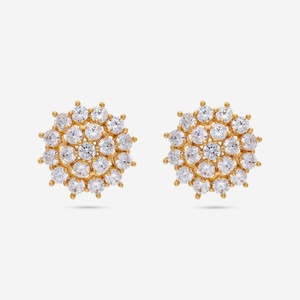 Pendientes de Zirconia Vintage 186565 con Patrón Geométrico Religioso, Diamantes y Perlas para Regalo de Fiesta, Hechos de Aleación de Zinc y Acero Inoxidable - Product Image 1