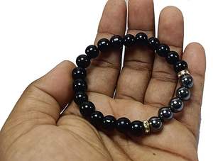 Bracelet en cristal Obsidienne noire et hématite Perles rondes 8 mm Pierre précieuse Mode Cadeau pour homme et femme Énergie - Product Image 5