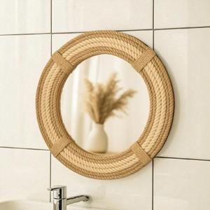 Espejo de Pared de Metal de Lujo con Cristal Natural Moderno, Espejo Decorativo para el Hogar y Hoteles, Espejo de Pared con Forma Dorada de Moda para Tocador - Product Image 5