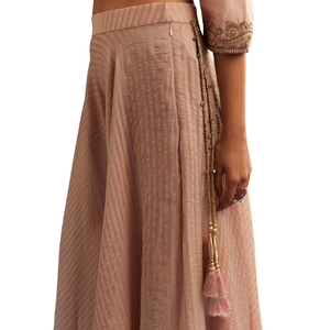 Blush Pink Chanderi Kurta Palazzo Conjunto con Organza Dupatta Mujeres al por mayor Étnico OEM Ropa Proveedor de fábrica Traje personalizado - Product Image 6
