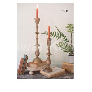 Lot de 2 bougeoirs en bois de manguier Bougeoir de style unique pour la maison, hôtel, fête de mariage, décoration - Product Image 1