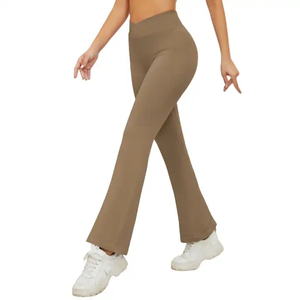 <b>Women</b> High Waist Yoga Flared Pants High Quality Gym Fitness Running Tight Butt Lifting <b>Leggings</b> Fold Flared <b>Women</b> <b>Leggings</b> - Product Image 3