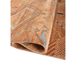 Manchaha Classic Large Area Wool & <b>Silk</b> Hand Knotted Rugs <b>Red</b> Orange Geometric Pattern for Home Hallway-Model Lub-119 for Teens - Product Image 2