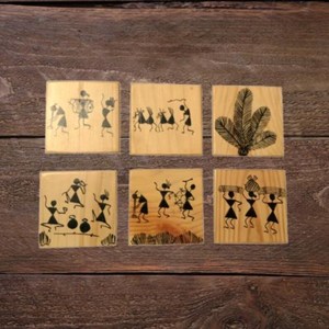 Tampons classiques en bois et résine protégés contre les UV pour l'extérieur-sûrs pour les tables de jardin de patio Sous-verres en pierre résistants aux intempéries - Product Image 4