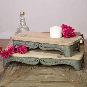 Plateau en métal gris de style antique de qualité supérieure avec des utilisations alternatives parfait pour l'affichage décoratif de table à manger de cuisine et plus - Product Image 3