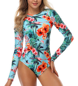 Maillot de bain une pièce unisexe anti-UV respirant à séchage rapide avec fermeture éclair dorsale, manches courtes et longues, service OEM - Product Image 2