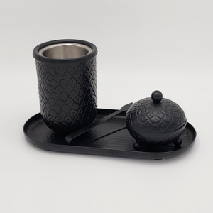 Quemador de Incienso de Metal con Diseño Grabado a Mano, Juego con Tapa de Acero Inoxidable y Bandeja Martillada para Meditación y Aromaterapia en el Hogar - Product Image 4