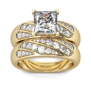 Anillo de Plata de Ley con Diamantes de Corte Princesa Diagonal Jeulia - Product Image 1