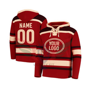 เสื้อฮู้ดฮอกกี้แคนาดา ลายทาง ทีมโลโก้ ติดกระดุมแบบผูกเชือก เสื้อเจอร์ซีย์ฮอกกี้มีฮู้ด - Product Image 2