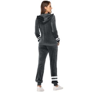 Survêtement en velours velours épais pour femmes 2 pièces tenues de salon d'hiver sweat-shirt zippé et pantalon de survêtement avec poches S-3XL - Product Image 5