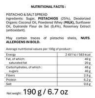 Pistaches Toquees, Crema de Pistacho Artesanal Francesa con Chocolate con Leche Semidulce, Sal Gurande, Alta Calidad, 190g 6.7oz, Natural