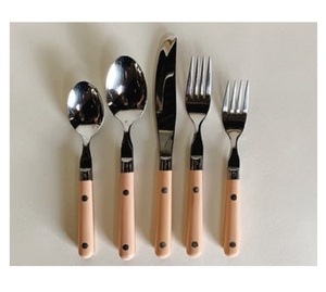 Vente en gros Nouveau Meilleur Design Couverts Fourchette Cuillère Lot de 4 Pièces Fait à la Main Fabricant Indien Manche en Bois Résine Acier Miroir - Product Image 1