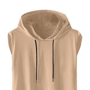 Jersey de alta calidad para hombre, camiseta sin mangas para Fitness, sudaderas con capucha para hombre, tela de lana teñida lisa, gimnasio, Fitness con capucha - Product Image 4