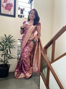 Listo para comprar Venta caliente tejido a mano último diseño Color rojo Zari trabajo Banarasi estilo indio tradicional Saree seda - Product Image 2