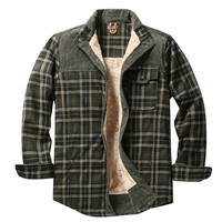 Blouson Bomber Vintage en Toile à Carreaux pour Homme, Coupe Ample, Doublure Sherpa, Imperméable, Écologique, Respirant, Manteau d'Hiver Chaud à Fermeture Éclair