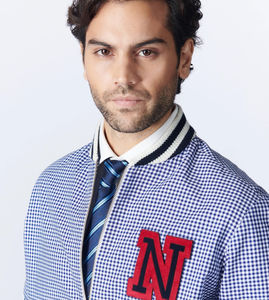 Veste universitaire unisexe tendance, coupe ample, col et poignets côtelés, manches contrastées, broderie personnalisée tendance, vêtements d'équipe scolaire - Product Image 3