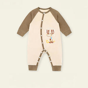 Ensemble bébé ALB02 unisexe fabriqué au Vietnam, manches longues, style boutonné sur le côté, tissu tricoté respirant, 95% modal + 5% élasthanne, motif dessin animé - Product Image 2