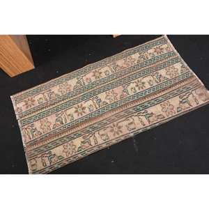 Alfombra de pelo medio ecológica de lana de retazos verde Beige clásica 2,1X4,1 pies diseño turco Aubusson comedor rectángulo de látex - Product Image 2