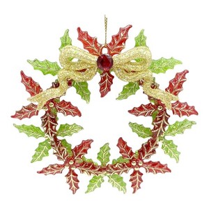 Noël nouvel an décoration Transparent vert rouge brillant or impression acrylique houx feuille guirlande ornement - Product Image 3