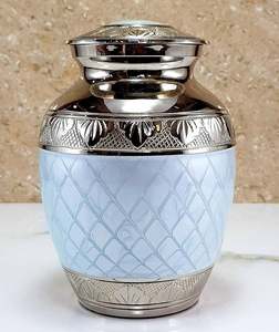 <b>New</b> Arrival Cremation Urn Memorial Human Ashes Container Jar Pot with enamel coated & Nickel Coated made in aluminium metal - Product Image 1