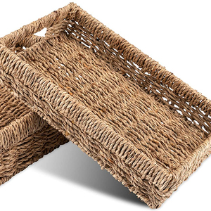 Panier de plateau de fruits en jonc de mer élégant tissé à la main durable et écologique plateaux de service tissés en jacinthe d'eau naturelle décoratifs - Product Image 1