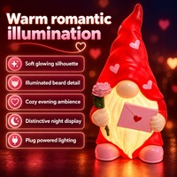 Op maat gemaakte LED Valentijns Gnome beeldje met roze roos liefdesbrief, gegoten PP, huisdecoratie, groothandel fabrikant fabriek leverancier